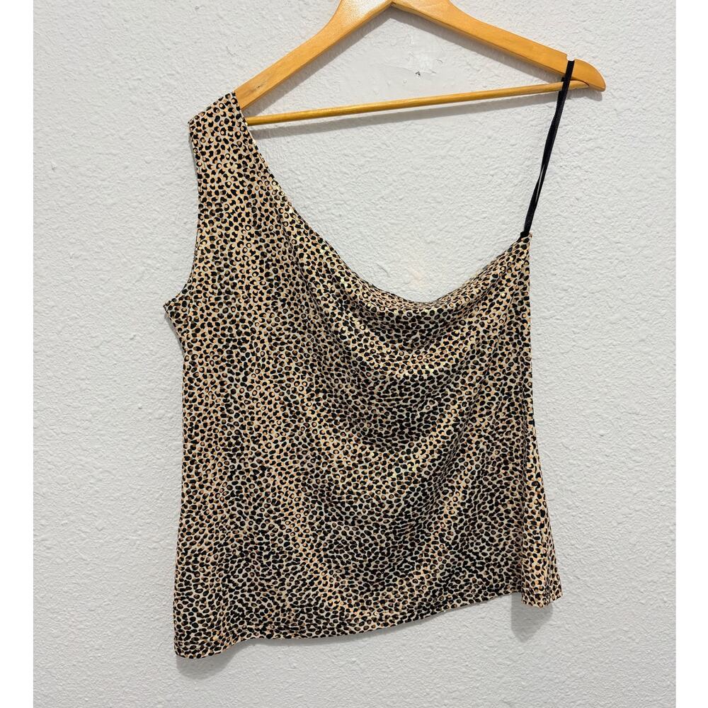 Vintage Y2K Cheetah Print One Shoulder Top Sparkly Sequin Glam Going Out